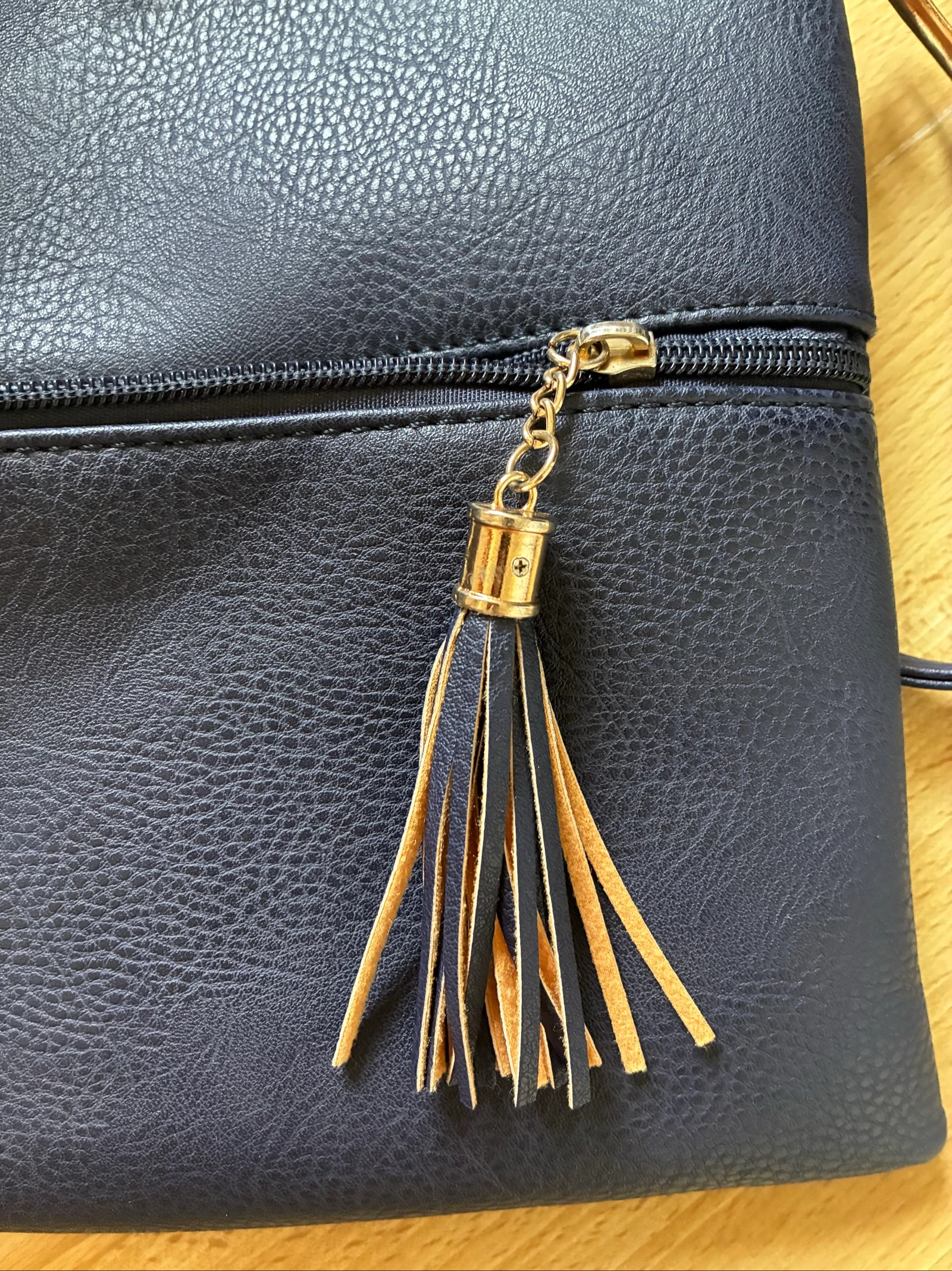 Bolsa de ombro dourada azul marinho couro sintético feminino – photo 6